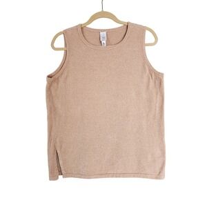 Marla WYNNE LOUNGE Womens XL Tan Ribbed Sleeveless Chenille Shell Tank Top Shirt